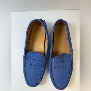 TOD’s  Perforated Blue Suede Loafers